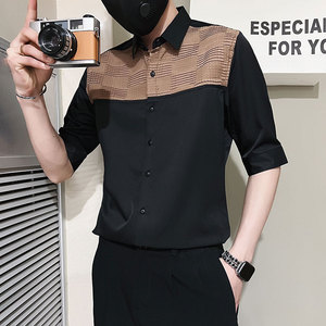 C249-P58 控89 夏季男时尚短袖衬衫潮流男小伙衬衣 白3图片
