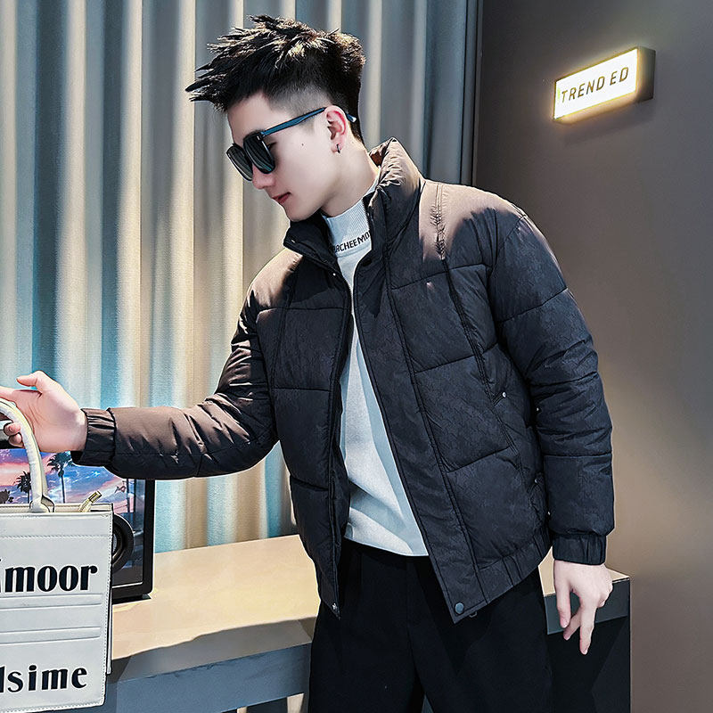 F223-P138控178社会小伙立领棉衣外套潮流修身棉服男黑1，男装棉衣，电商A346