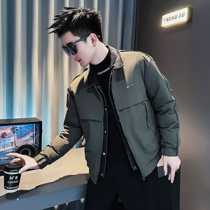 F222-P148 控198 社会小伙立领棉衣外套潮流修身棉服男 军绿1，男装棉衣，电商A346