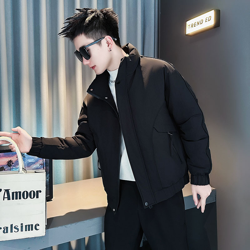 F216-P138控188社会小伙立领棉衣外套潮流修身棉服男黑1，男装棉衣，电商A346