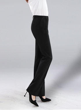 职业直筒西装裤女高腰垂感黑色上班工作显瘦正装加绒春秋冬免烫