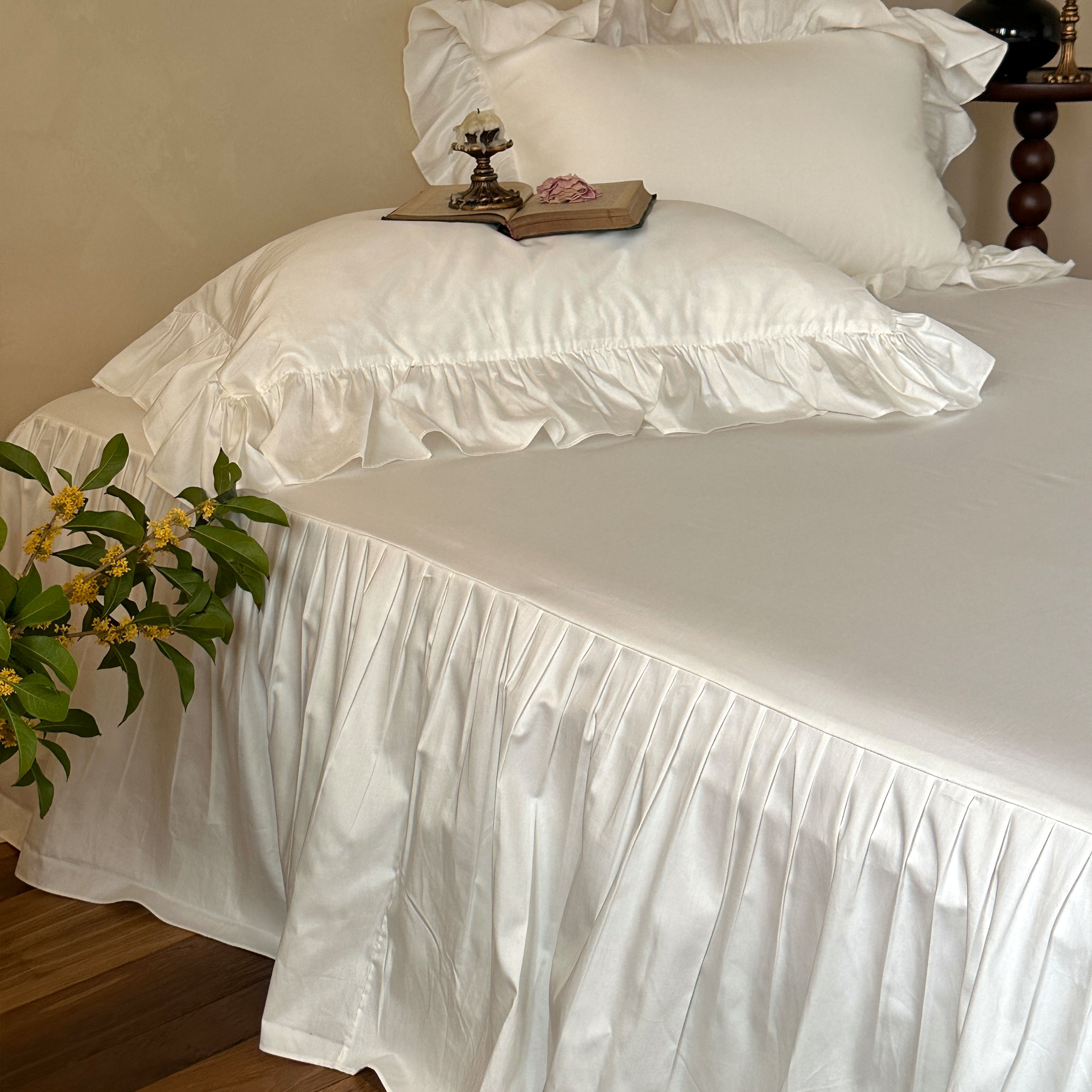 百搭床裙︱法式全棉长绒棉单独床裙公主纯色纯棉贡缎床罩裙摆单品