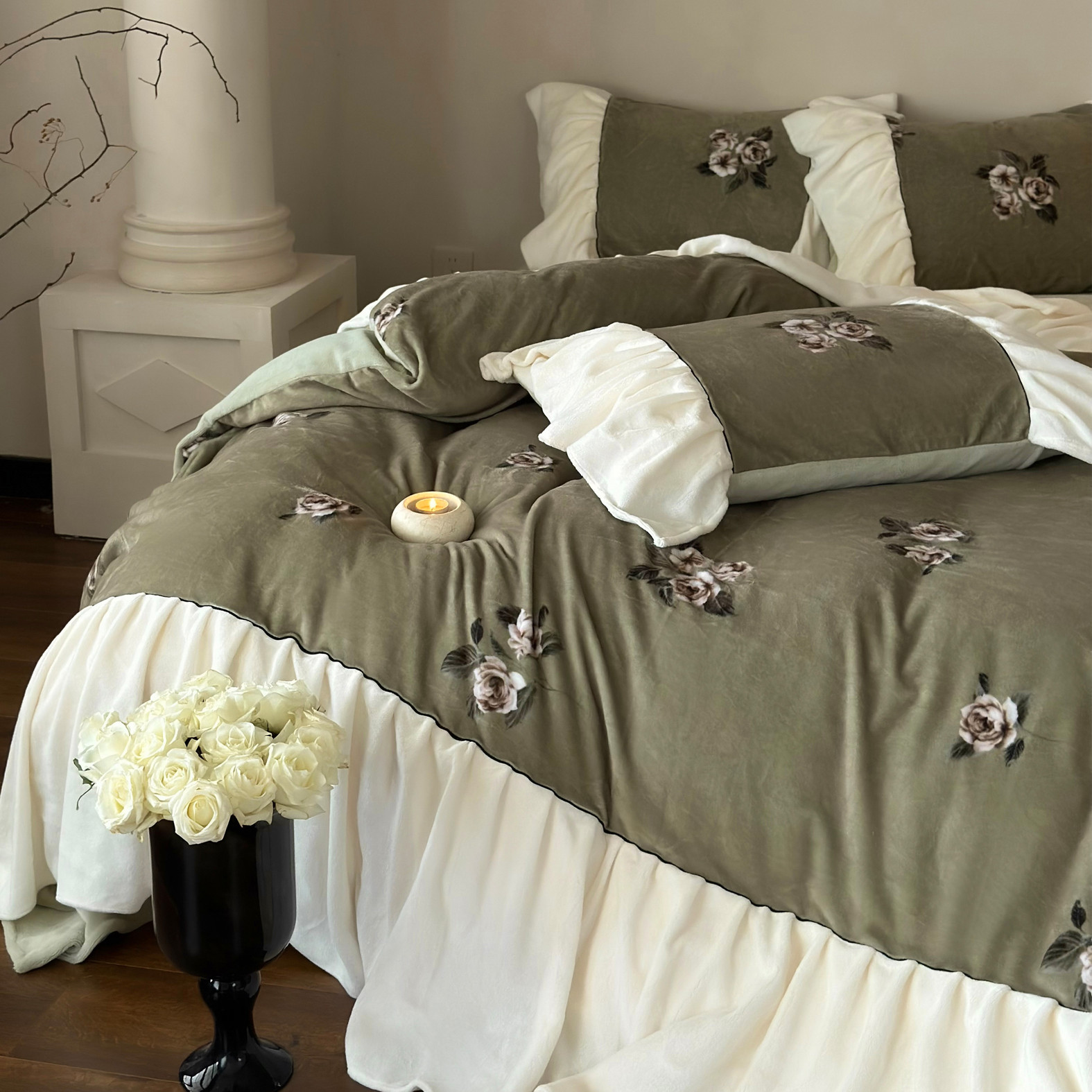 庄园诗人︱法式复古牛奶绒四件套