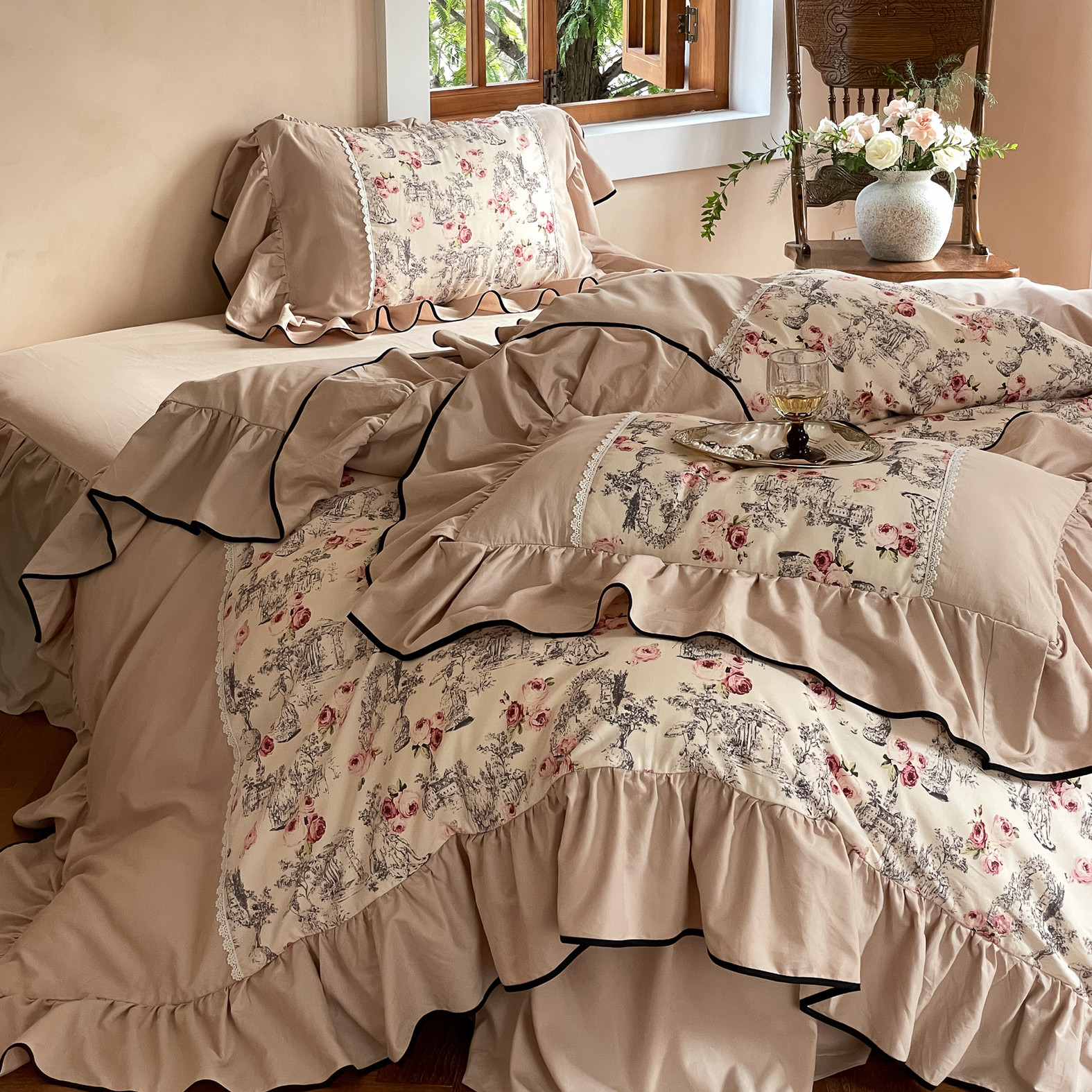 卢浮假日︱复古全棉磨毛四件套