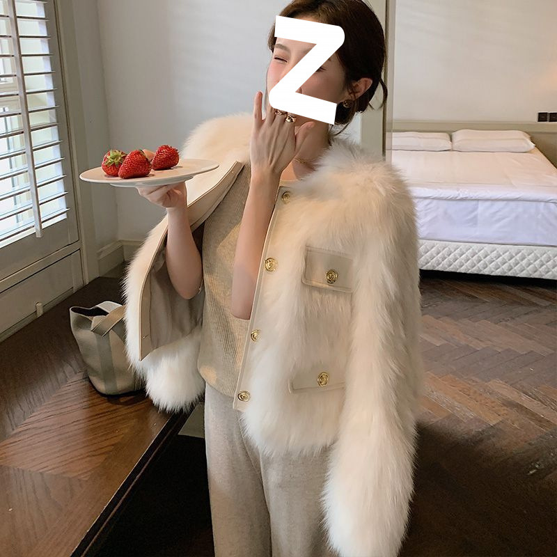 2025秋冬新款仿狐狸毛皮草外套女洋气小香风短款年轻毛毛加厚大衣