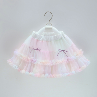 女童半身裙纱裙夏装蝴蝶结彩色凸凸短裙tutu裙小童蓬蓬裙春夏女孩