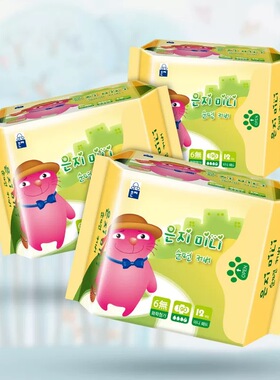 韩国进口恩芝猫小菲6无添加纤薄迷你卫生巾190mm/12P 3包组合装