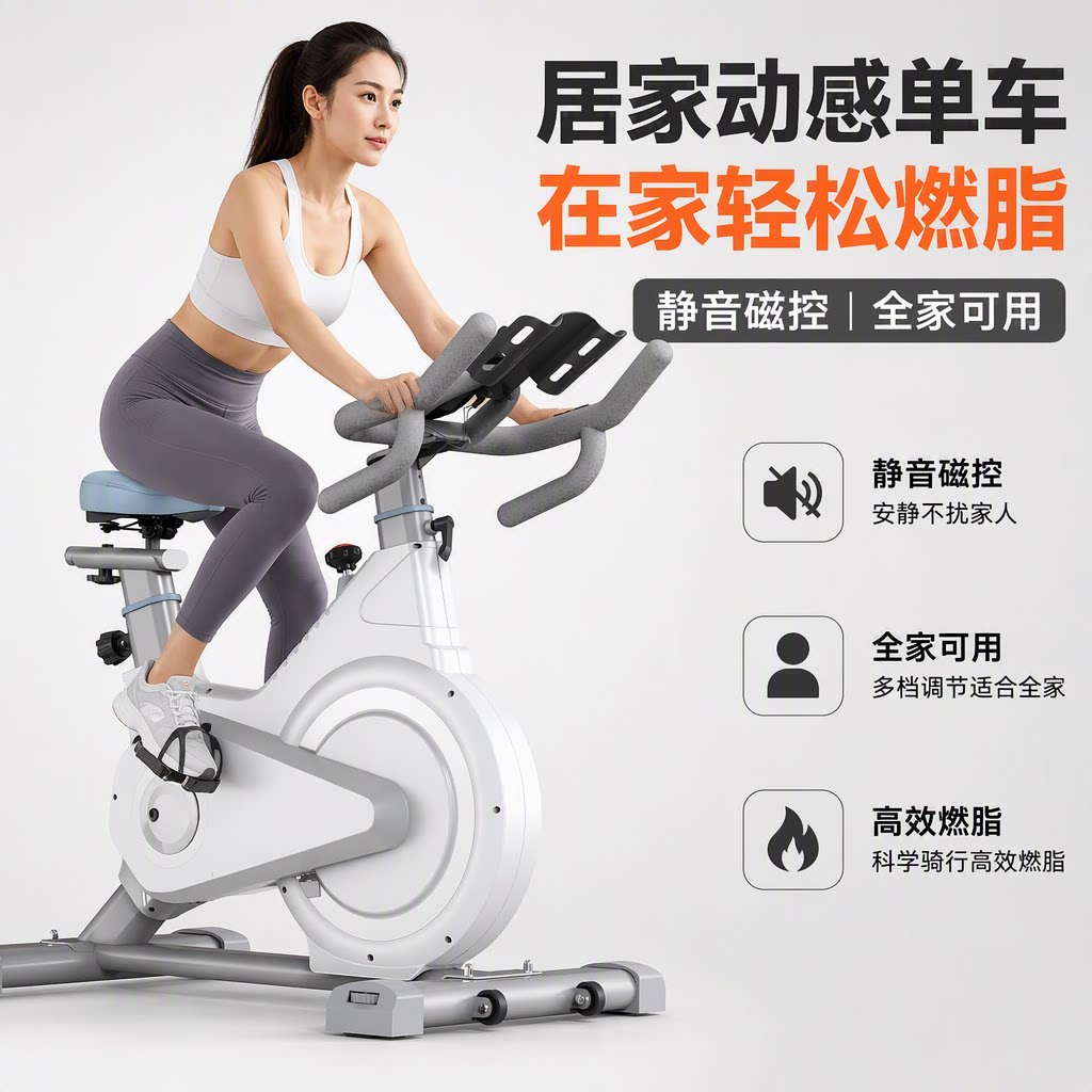 艾迪森动感单车家用磁控智能静音自行车运动室内减肥小型健身器材