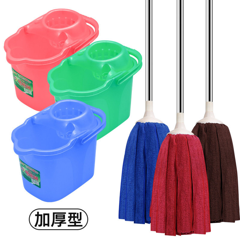 福宝家用拖把圆头清洁地拖加厚拖布桶家居吸水布条老式毛巾拖把图片