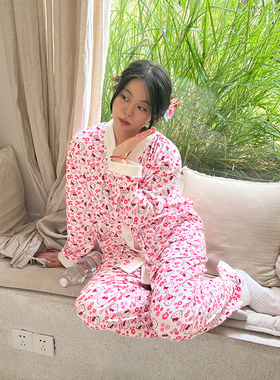 nini自制日式卡通kitty睡衣女冬银狐绒加绒kt印花家居服保暖舒适