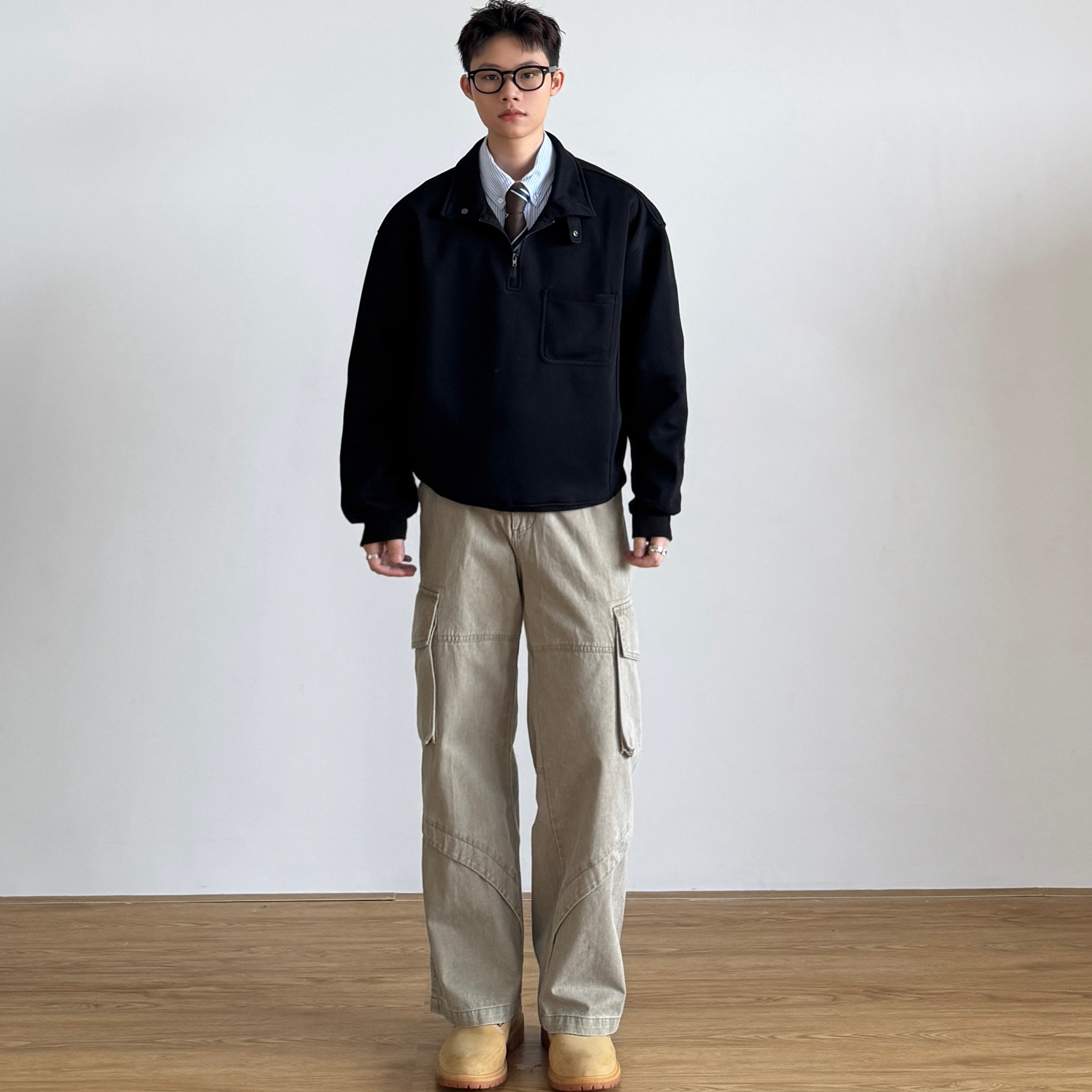 Ruralman美式复古半拉链卫衣男