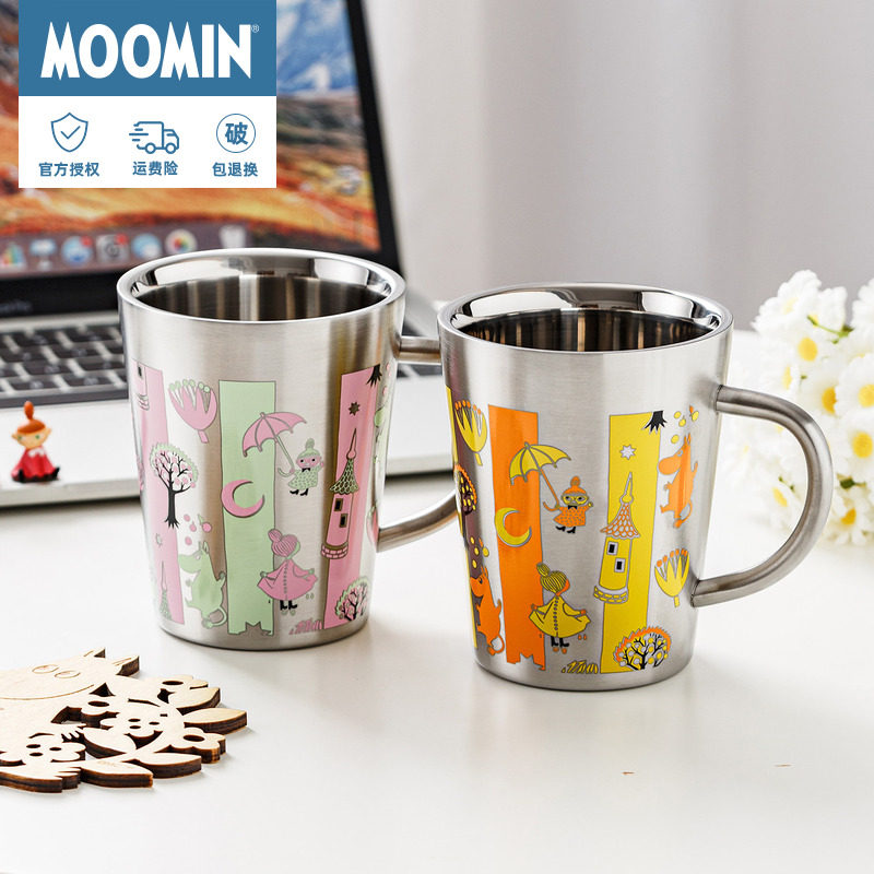 Moomin姆明不锈钢杯子 80周年纪念版水杯 日本进口双层隔热马克杯