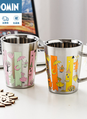 Moomin姆明不锈钢杯子 80周年纪念版水杯 日本进口双层隔热马克杯