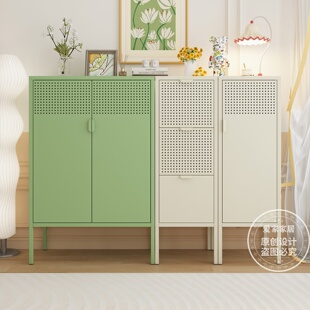 包豪斯新款家用钢制餐边柜靠墙一体零食收纳柜客厅厨房防水储物柜