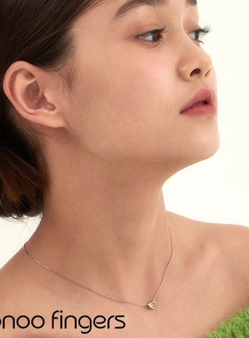 黄水晶爱心项链韩国noonoofingers11月友谊祝福生日礼物钛钢颈链