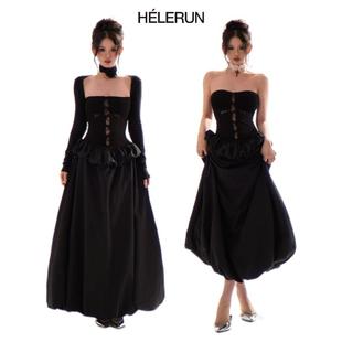 小众设计款 HELERUN 套 袖 暗黑哥特风连衣裙 原创暗黑十字架连衣裙