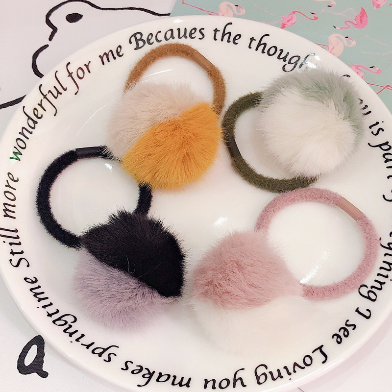 秋冬chic毛绒绒发绳毛茸茸球球丸子头马尾发圈装饰日韩发饰头绳