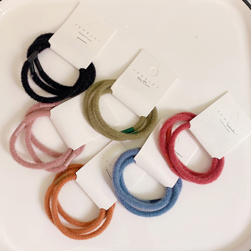纯色彩色黑色皮筋优质毛绒线成人diy发圈发绳简约气质基础款头绳