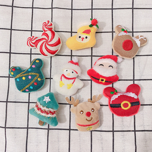 新款圣诞节diy小公仔配件圣诞老人树驯鹿雪人袜子辅料胸针小别针