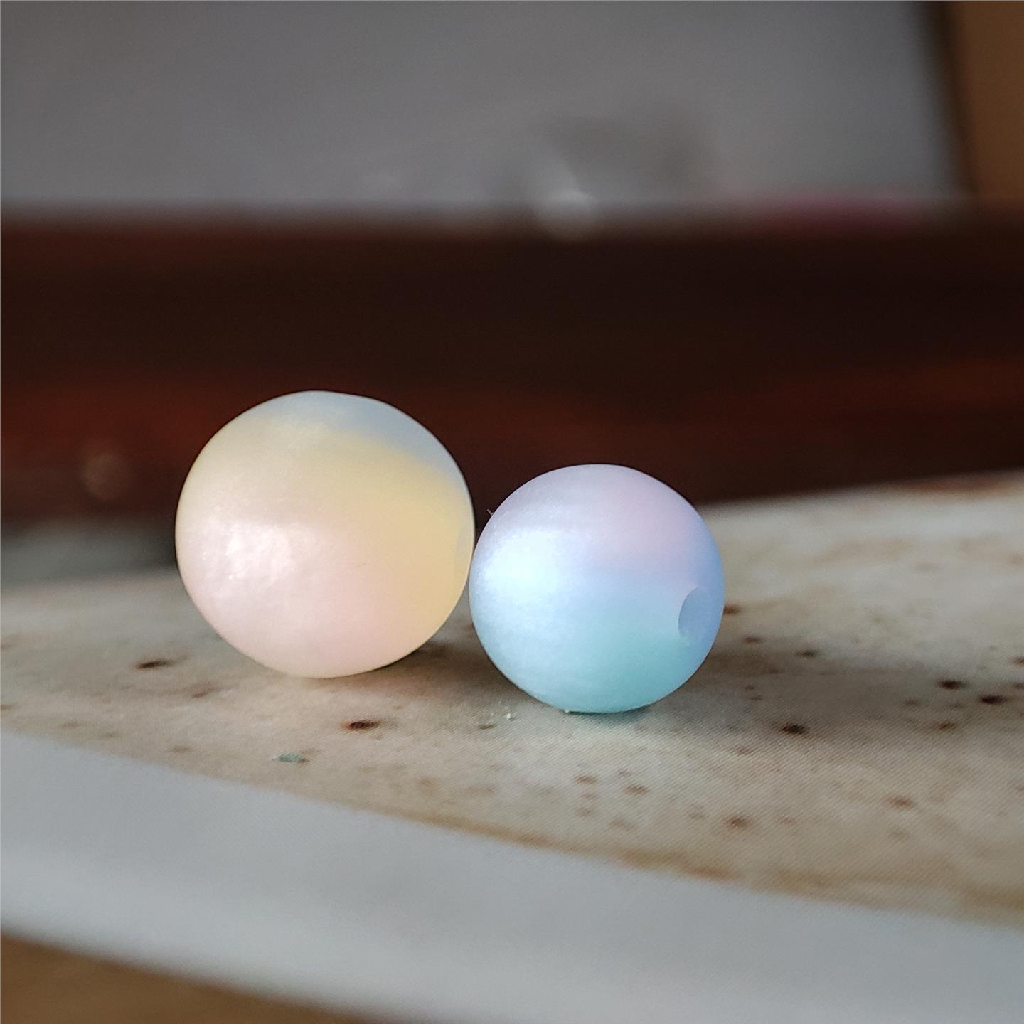 欧泊人造圆珠磨砂款散珠通孔手链手串配珠彩色DIY手工配珠配件