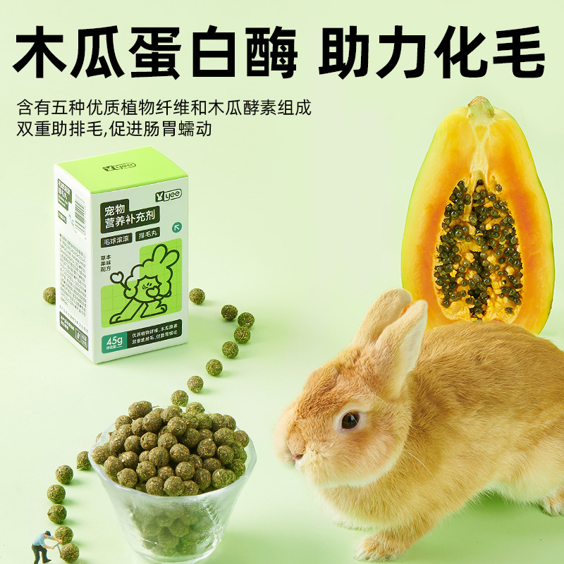 yee兔子草丸木瓜丸少软便拉稀替化毛膏排毛豚鼠龙猫肠胃营养用品