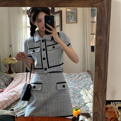 #Real price ᦇ xiaoxiangfeng short jacket skirt small fashion suit women's summer