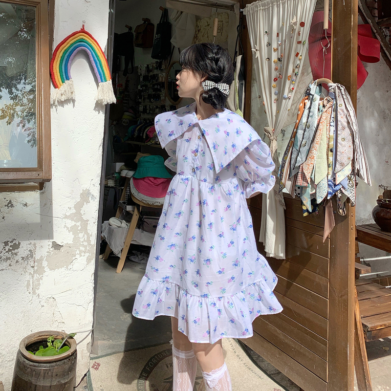 French first love sweet little flower dress lady Xia