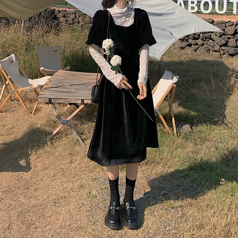 Real shot and real price 2020 new Korean version of velvet bottomed dress