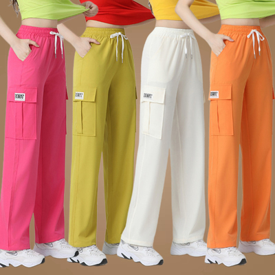 时尚运动工装裤夏季新款广场舞裤子速干束腿裤健身操团体演出长裤