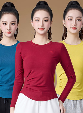 秋季广场舞服装新款上衣运动健身团队户外跑步休闲服时尚显示t恤