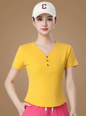 夏季新款短袖上衣女广场舞服装棉