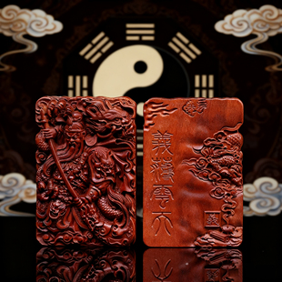 精雕工雷击枣木挂牌关公吊坠关羽挂件招财平安无事牌双面刻字雷祖