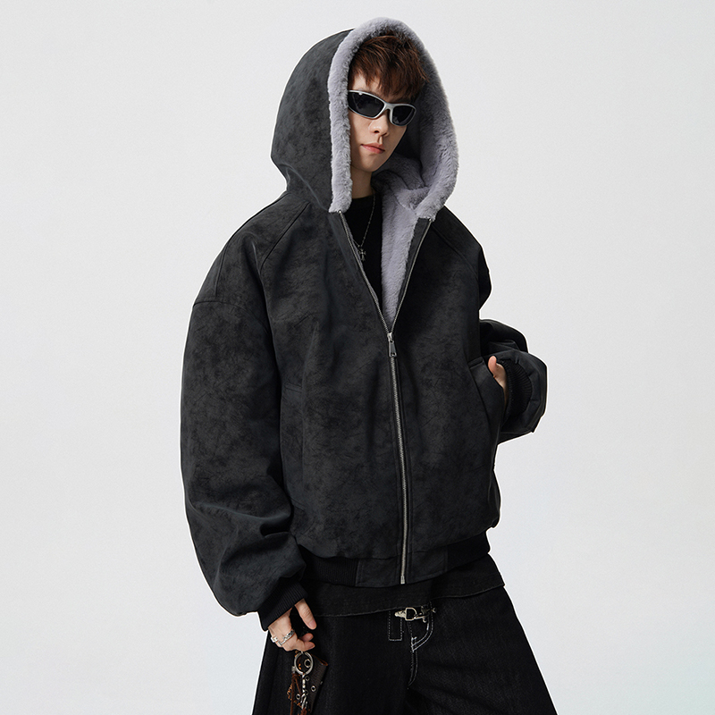 座山雕连帽棉服男女款冬季加绒