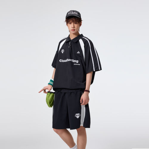 夏季男士大码机车高街短袖套装