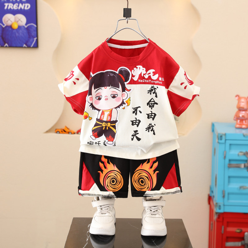 儿童夏装男童短袖套装2026新款酷帅气宝宝短裤夏季薄款哪吒衣服潮