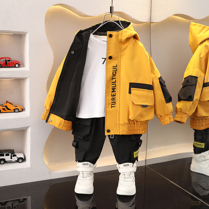 男童春秋套装2026新款帅气时髦儿童春装男孩工装外套两件套春装潮