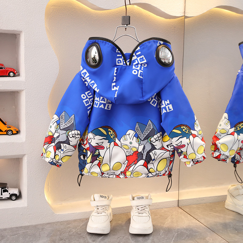 奥特曼外套男童春装2026新款帅气儿童冲锋衣男孩春秋上衣宝宝衣服