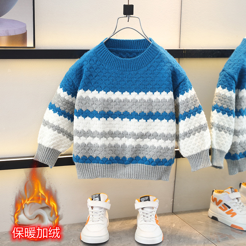 男童毛衣加绒加厚2024新款洋气潮