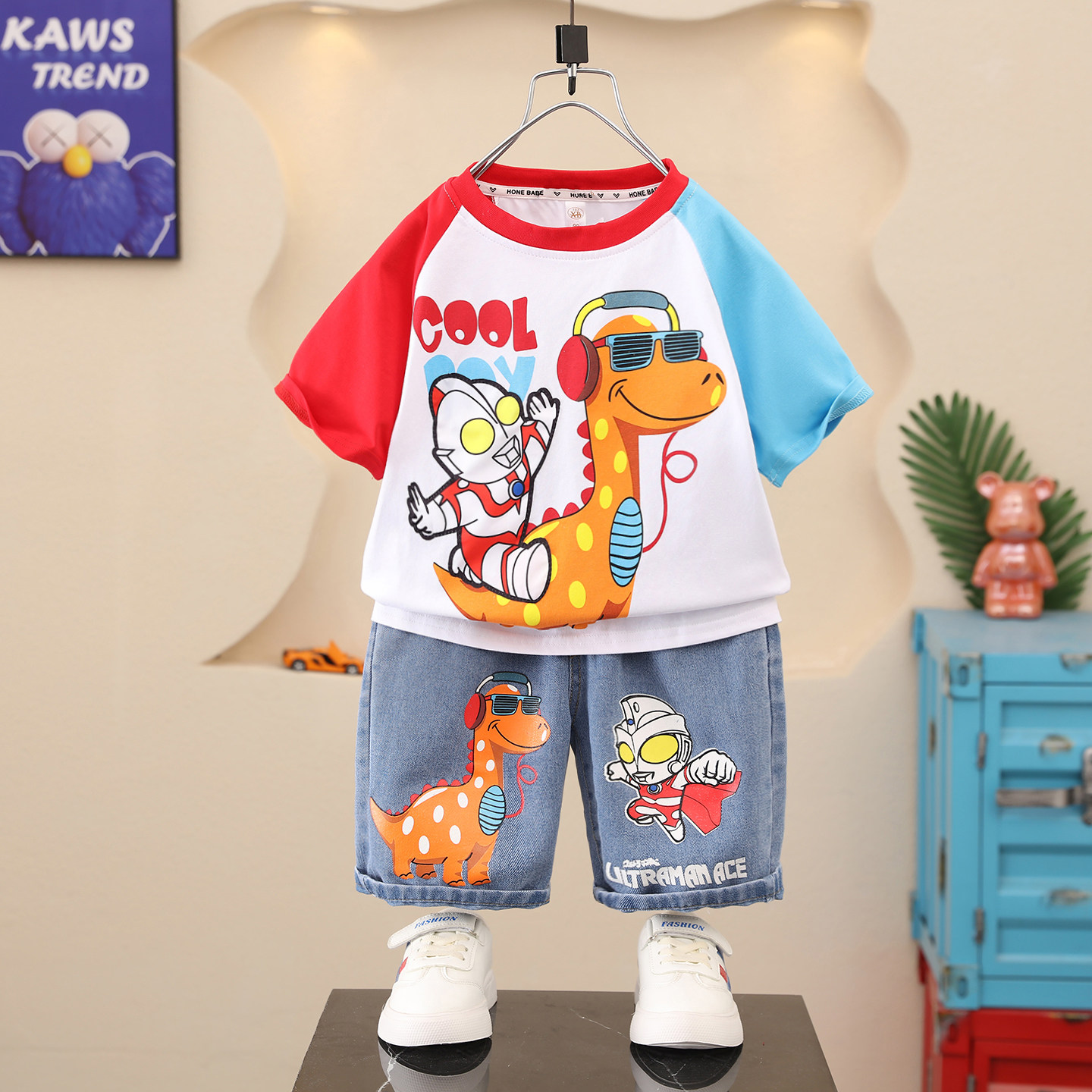 奥特曼男童夏套装2026新款帅气宝宝夏季短袖儿童夏装小男孩衣服潮