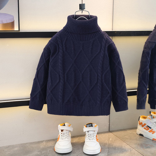 高领男童毛衣24新款复古加绒加厚