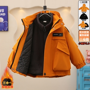 衣服 户外夹棉宝宝三合一儿童冲锋衣男孩冬季 男童外套秋冬装 25新款