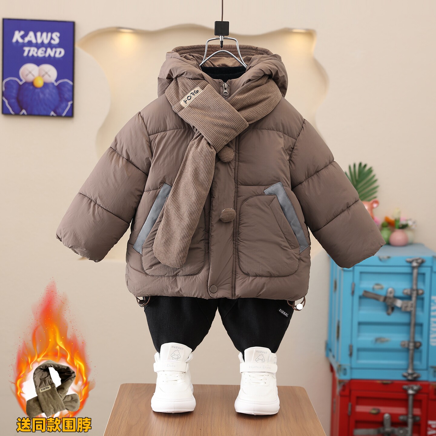 【高品质】超柔软男童冬季棉衣服
