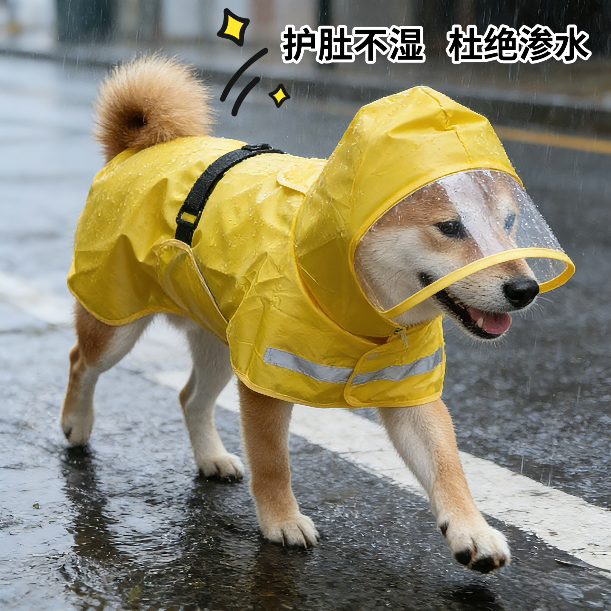 宠物狗雨衣柴犬柯基雨披护肚不湿斗篷中型犬雨天衣服防水冲锋衣