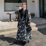 【数据好】新中式西装马甲水墨画连衣裙两件套8815-P170-K255，女装连衣裙，浙宝176（原073）