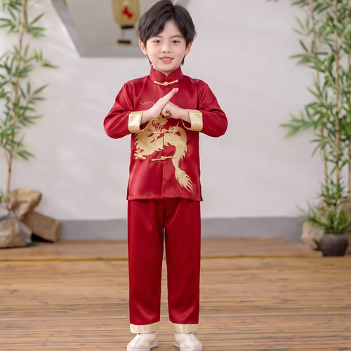 儿童唐装套装男童汉服表演服春秋