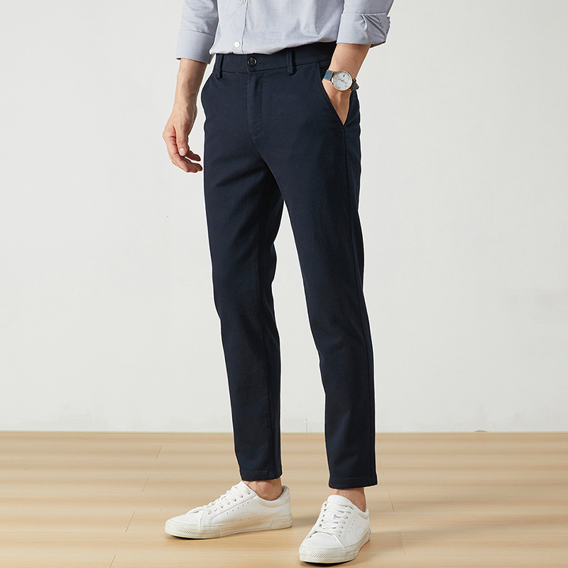 高端裤子男款秋冬新款松紧腰休闲裤男小脚高弹修身水洗显瘦长裤