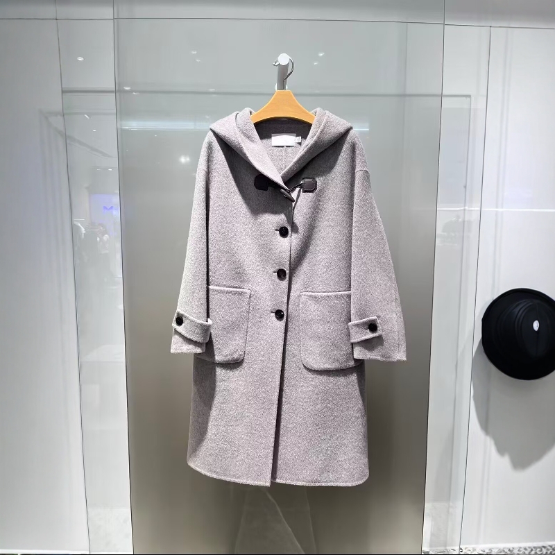 商场同款2025秋高级感牛角扣双面羊绒毛呢大衣外套5GA170551-2380