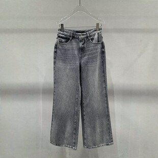 佳禾艾诺丝2026春款深灰高腰宽松牛仔裤女阔腿长裤女BR321153-789
