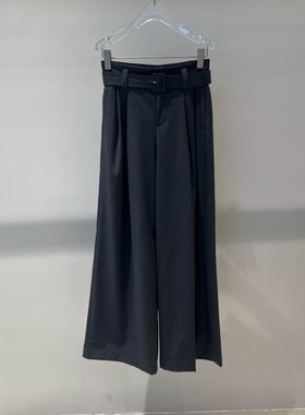 商场同款2026春季新款高腰直筒阔腿裤腰带休闲裤女BR301161-1380