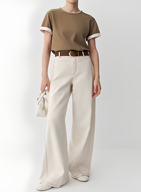 商场同款2025秋季款时尚百搭高腰显瘦阔腿牛仔裤长裤AR323031-889